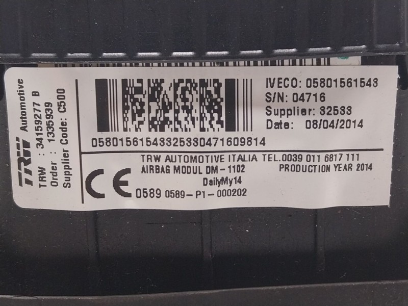 Recambio de airbag delantero izquierdo para iveco daily vi furgoneta 33s15, 35s15, 35c15 referencia OEM IAM  05801561543 