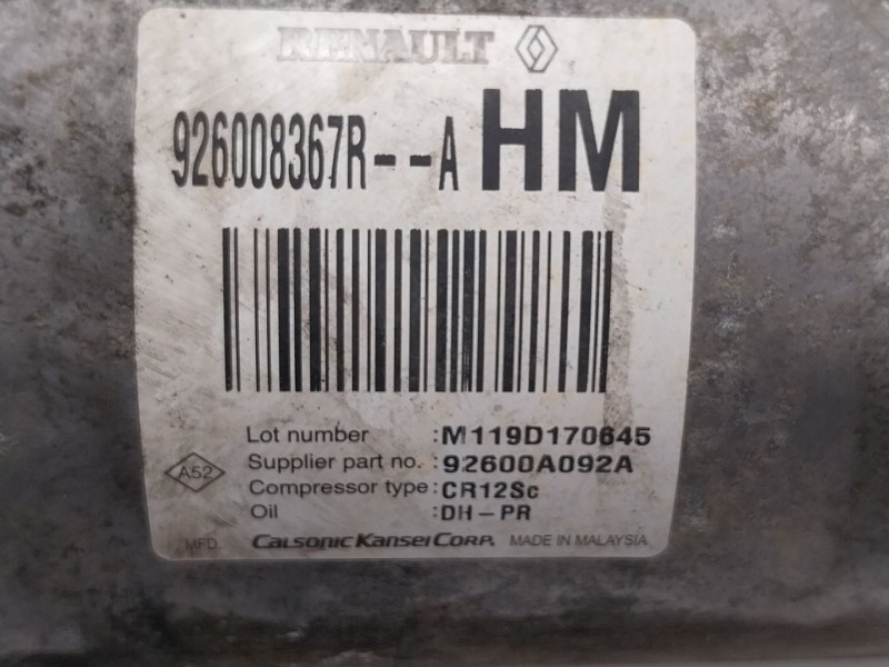 Recambio de compresor aire acondicionado para dacia dokker furgoneta/monovolumen 1.6 referencia OEM IAM  926008367R 