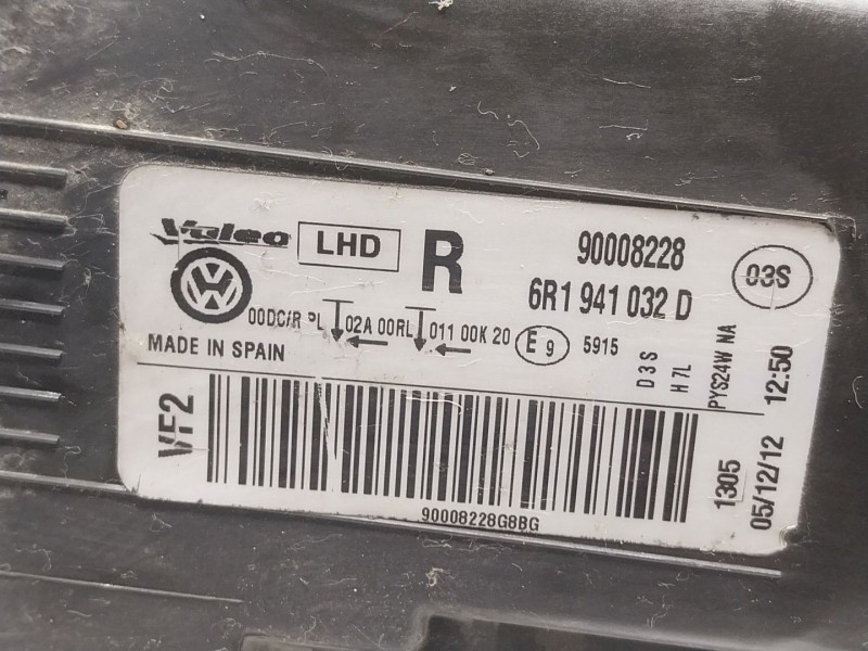 Recambio de faro derecho para volkswagen polo v (6r1, 6c1) 1.6 tdi referencia OEM IAM 6R1941040D 6R1941032D 