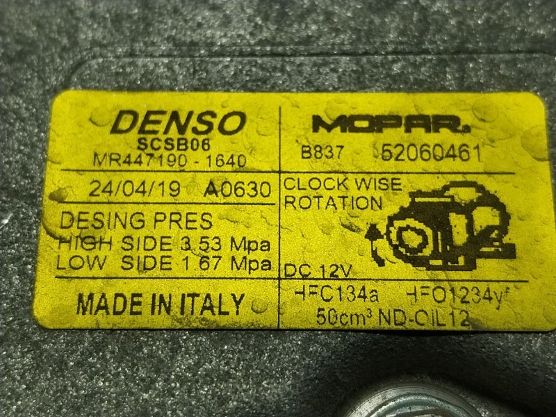Recambio de compresor aire acondicionado para fiat 500 (312_) 1.2 (312axa1a) referencia OEM IAM 52060461 52060461 