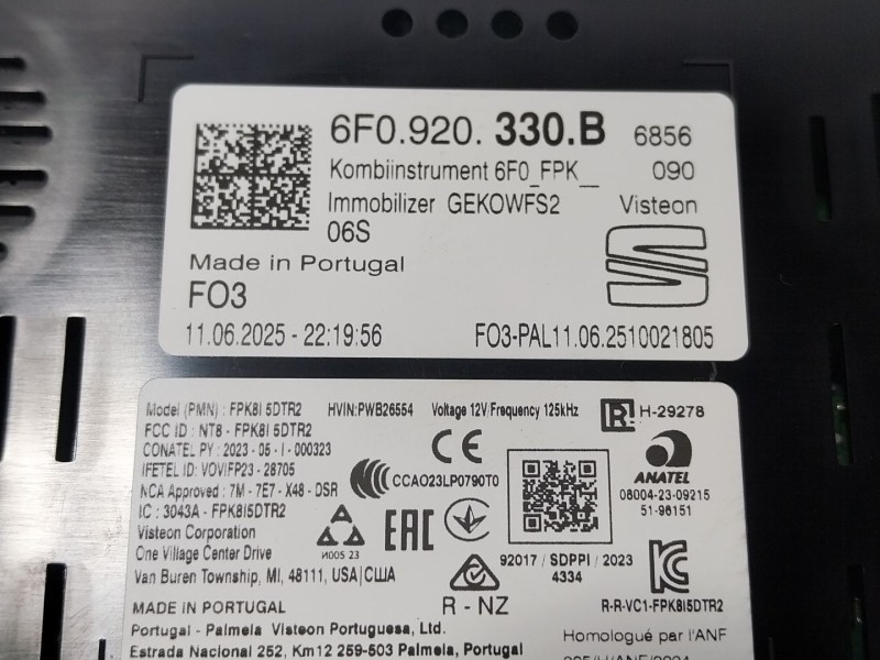 Recambio de cuadro instrumentos para seat ibiza v (kj1, kjg) 1.0 tsi referencia OEM IAM   6F0920330B