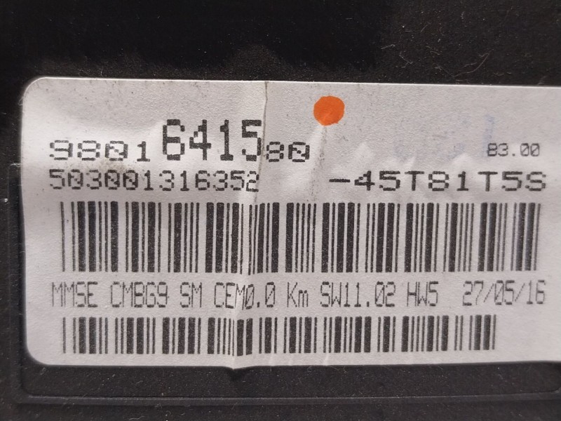 Recambio de cuadro instrumentos para peugeot partner tepee 1.6 bluehdi 100 referencia OEM IAM  9801641580 