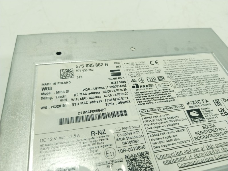 Recambio de sistema navegacion gps para seat ateca (kh7, khp) 1.5 tsi referencia OEM IAM 5FJ919606A 575035862H 