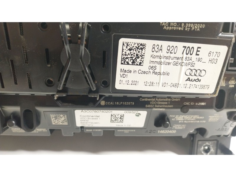 Recambio de cuadro instrumentos para audi q3 sportback (f3n) 35 tdi referencia OEM IAM 83A920700E 83A920700E 