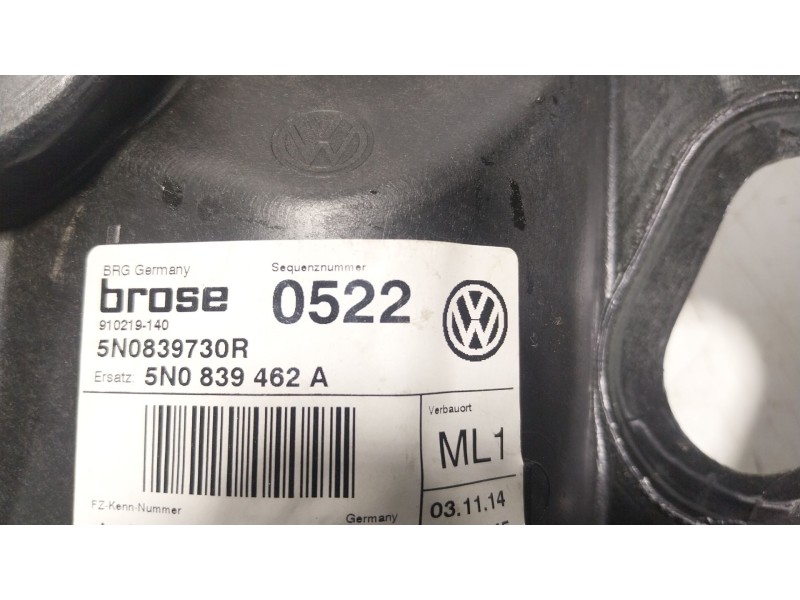 Recambio de elevalunas delantero derecho para volkswagen tiguan (5n_) 2.0 tdi referencia OEM IAM  5N0839462A 