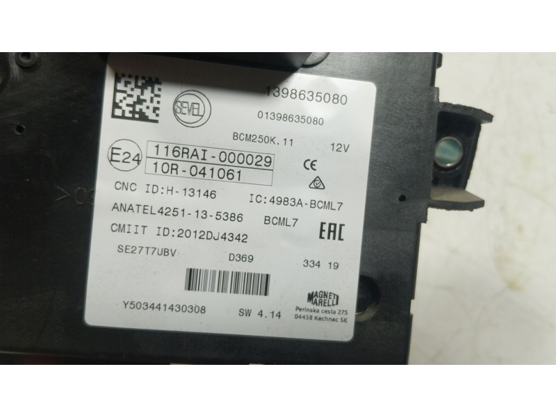 Recambio de caja reles / fusibles para peugeot boxer furgoneta 2.2 bluehdi 120 referencia OEM IAM 1671206580 1398635080 