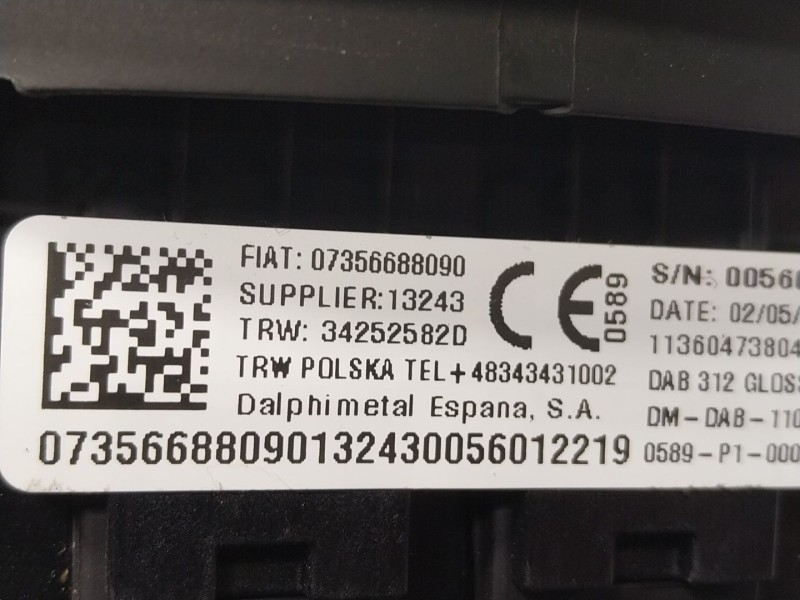Recambio de airbag delantero izquierdo para fiat 500 (312_) 1.2 (312axa1a) referencia OEM IAM 735763512 07356688090 