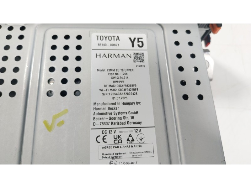 Recambio de sistema navegacion gps para toyota yaris cross (mxp_) 1.5 hybrid (mxpj10) referencia OEM IAM  861400D871 