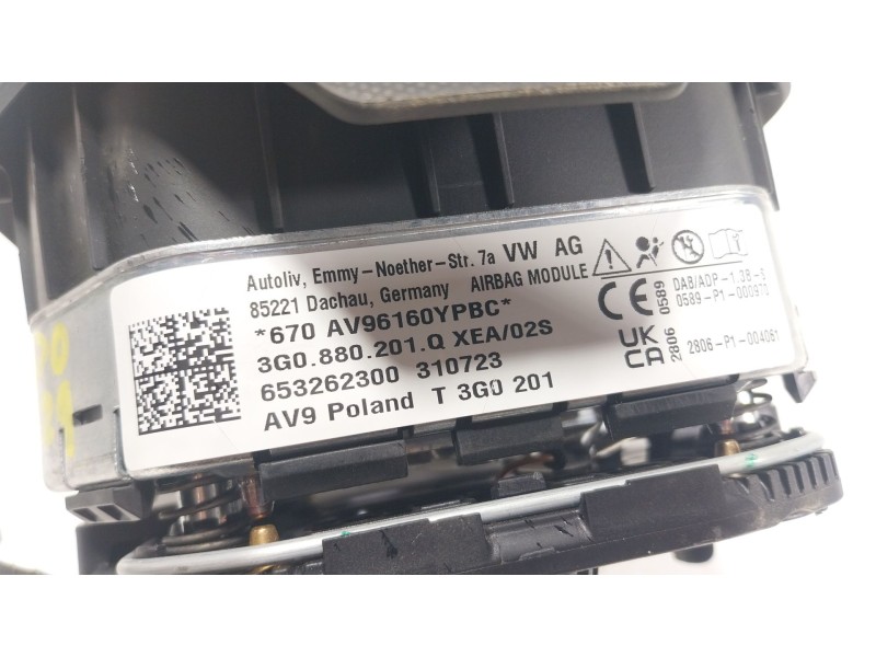Recambio de airbag delantero izquierdo para volkswagen t-roc (a11, d11) 2.0 tdi scr referencia OEM IAM  3G0880201Q 