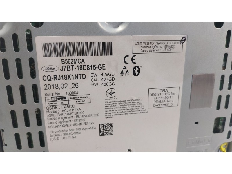 Recambio de sistema audio / radio cd para ford ka+ iii (uk, fk) 1.2 referencia OEM IAM  J7BT18D815GE 