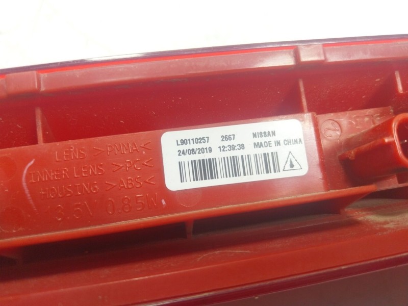 Recambio de piloto trasero central para nissan leaf (ze1) electric referencia OEM IAM 265905SK0A L90110257 