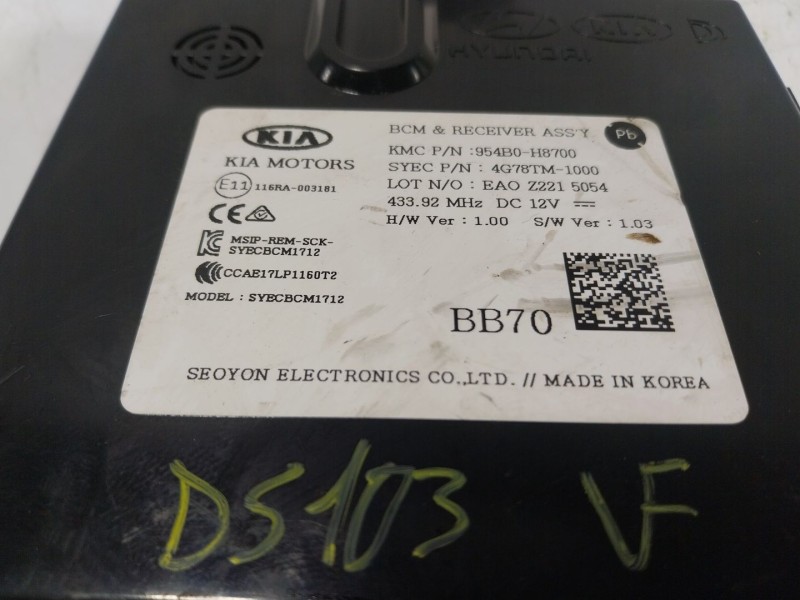 Recambio de modulo electronico para kia stonic (yb) 1.2 cvvt referencia OEM IAM  954B0H8700 