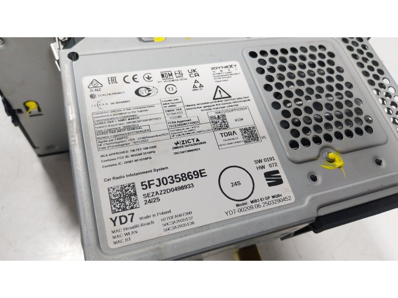 Recambio de pantalla multifuncion para seat arona (kj7, kjp) 1.0 tsi referencia OEM IAM  5FJ035869E 