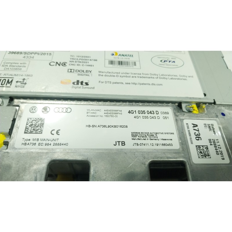 Recambio de sistema navegacion gps para audi a6 c7 (4g2, 4gc) 2.0 tdi referencia OEM IAM  4G1035043D 