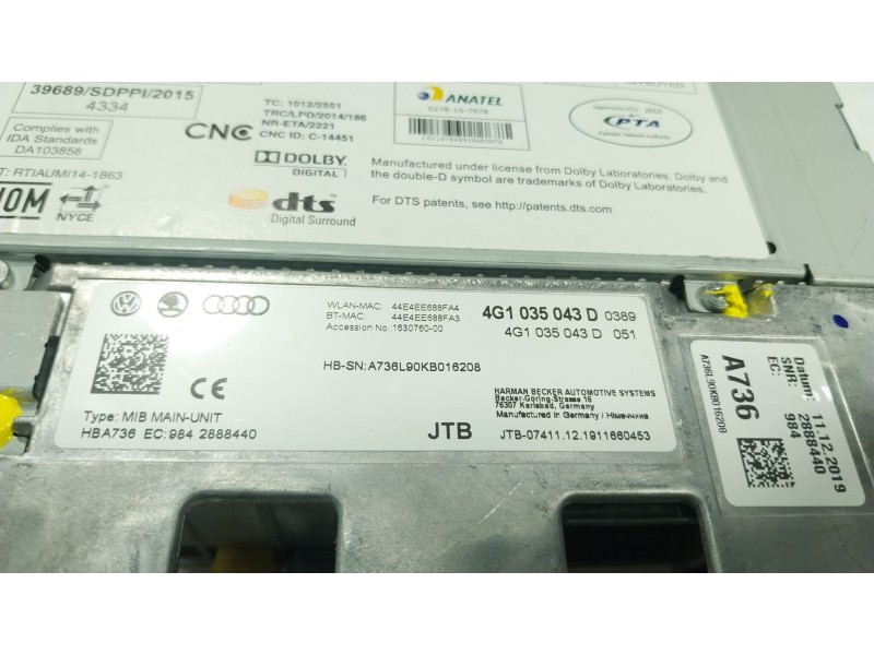 Recambio de sistema navegacion gps para audi a6 c7 (4g2, 4gc) 2.0 tdi referencia OEM IAM  4G1035043D 