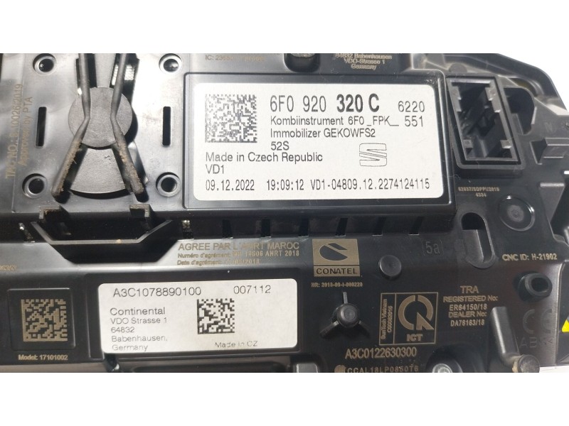 Recambio de cuadro instrumentos para seat arona (kj7, kjp) 1.0 tsi referencia OEM IAM 6F0920320C 6F0920320C 