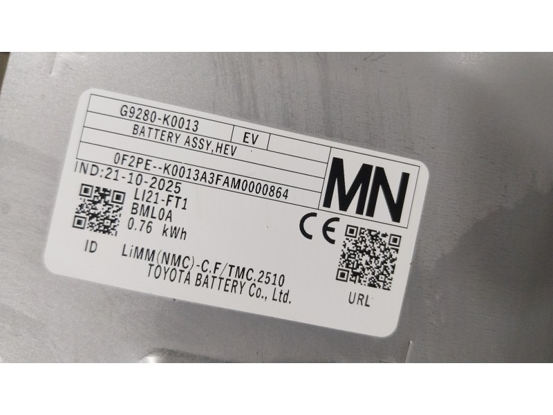Recambio de bateria para toyota yaris cross (mxp_) 1.5 hybrid (mxpj10) referencia OEM IAM  G9280K0013 