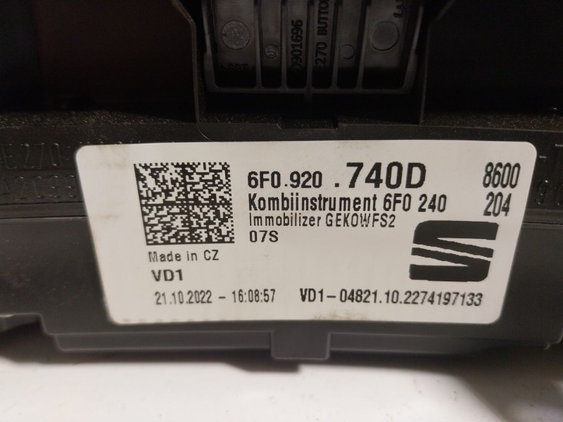 Recambio de cuadro instrumentos para seat ibiza v (kj1, kjg) 1.0 tsi referencia OEM IAM 6F0920740D 6F0920740D 