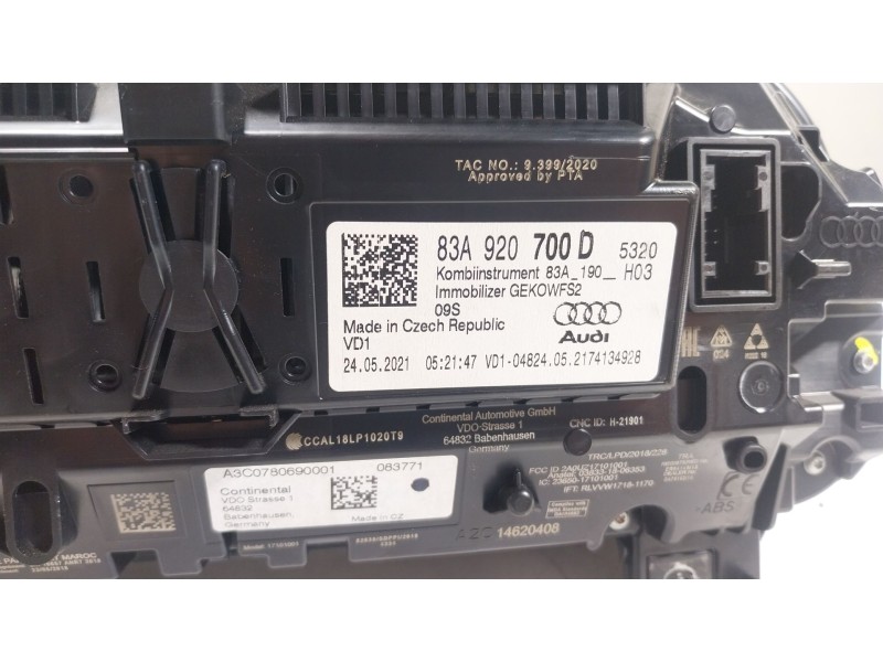 Recambio de cuadro instrumentos para audi q3 sportback (f3n) 35 tdi referencia OEM IAM 83A920700D 83A920700D 