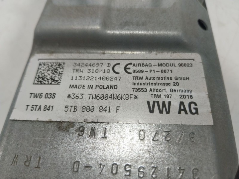 Recambio de airbag lateral delantero izquierdo para volkswagen tiguan (ad1, ax1) 2.0 tdi referencia OEM IAM 5TB880841F 5TB880841