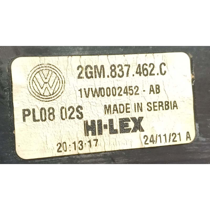 Recambio de elevalunas delantero derecho para volkswagen t-cross (c11, d31) 1.0 tsi referencia OEM IAM 2GM837462B 2GM937462C 