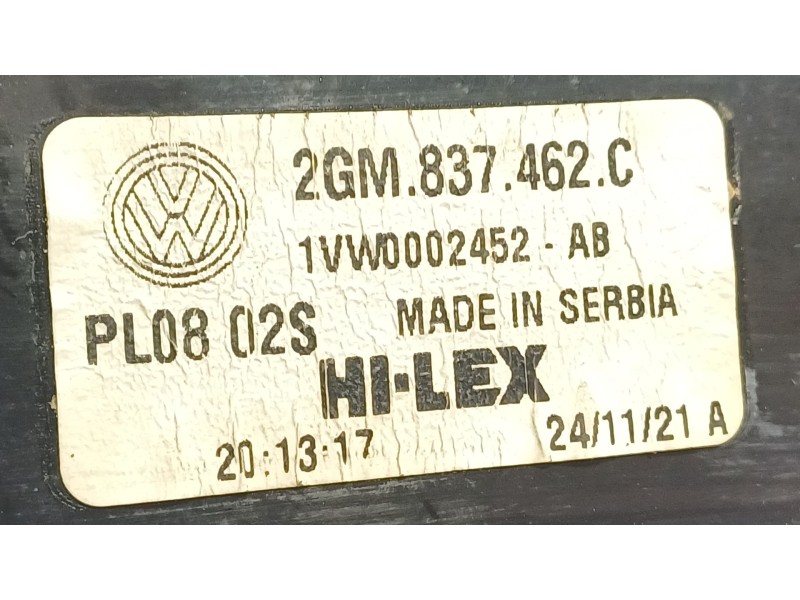 Recambio de elevalunas delantero derecho para volkswagen t-cross (c11, d31) 1.0 tsi referencia OEM IAM 2GM837462B 2GM937462C 