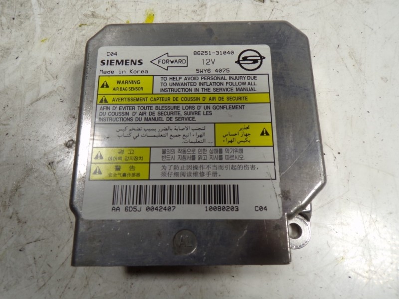 Recambio de centralita airbag para ssangyong actyon 2.0 td cat referencia OEM IAM 8621031002 8625131040 5WY64075
