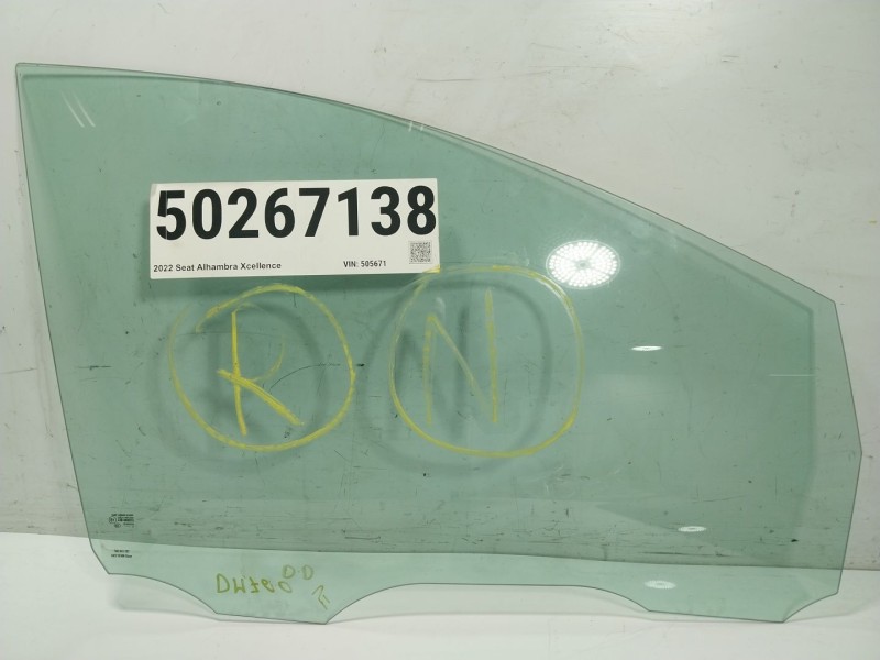 Recambio de cristal puerta delantero derecho para seat alhambra (711) 1.4 16v tsi referencia OEM IAM 7N0845202  